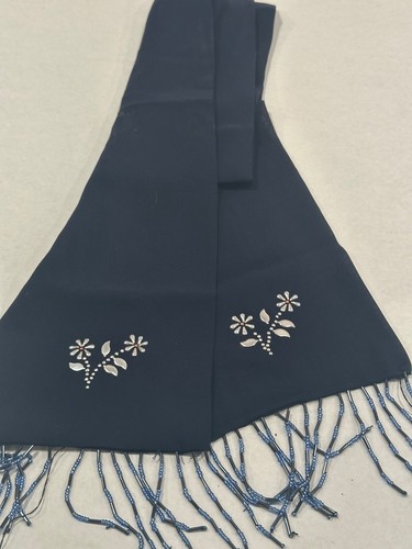 Beaded fringe navy blue - navy, neck