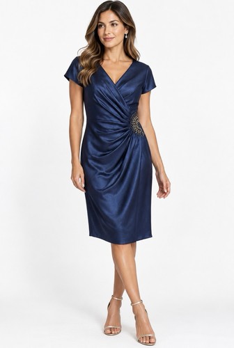 Theia navy blue satin beaded - navy,